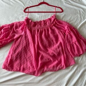 Entro Pink Smocked Off-Shoulder Blouse Size L